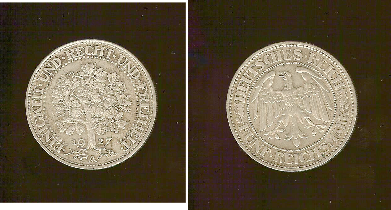 ALLEMAGNE 5 Reichsmark 1927 Munich TTB+